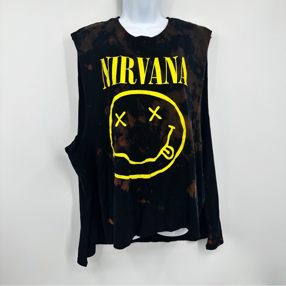 Nirvana Custom Bleach Splatter Tank Top Size 2XL Upcycled Music